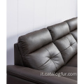Divano ad angolo moderno in pelle nera, divano componibile per divano, design per soggiorno